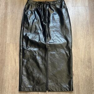 KITRI Penny Black Vinyl Midi Skirt